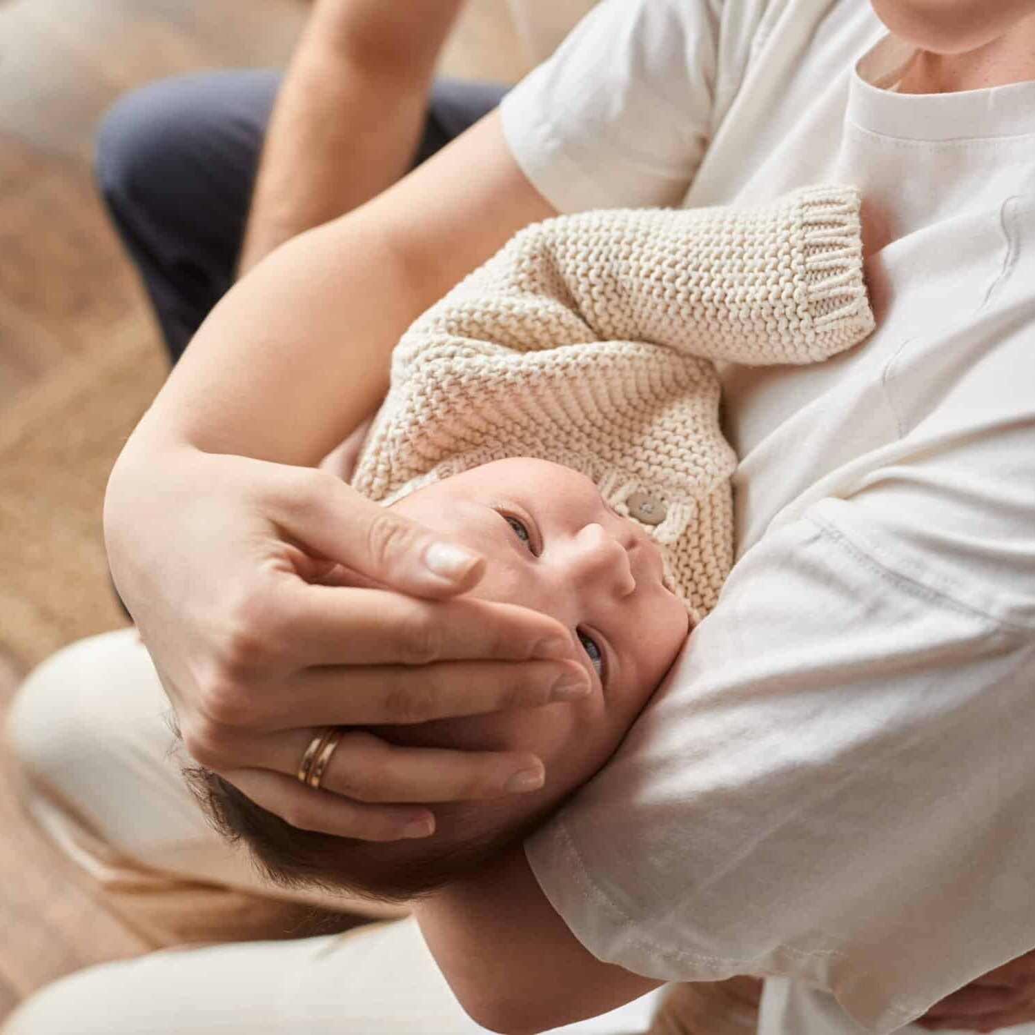 Close,Up,Cute,Newborn,Baby,Boy,Lying,Peacefully,In,His